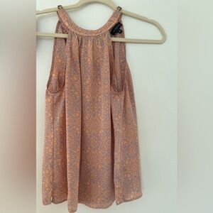 Elegant Sleeveless Patterned Top - Brown and Blue
